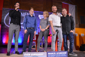 v.l. Sven Ehrhardt, Maximilian Lindner, Natascha Kohnen, Marcel Schneider, Kevin Kühnert