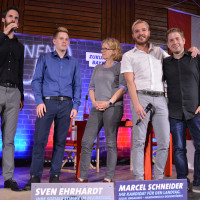 v.l. Sven Ehrhardt, Maximilian Lindner, Natascha Kohnen, Marcel Schneider, Kevin Kühnert