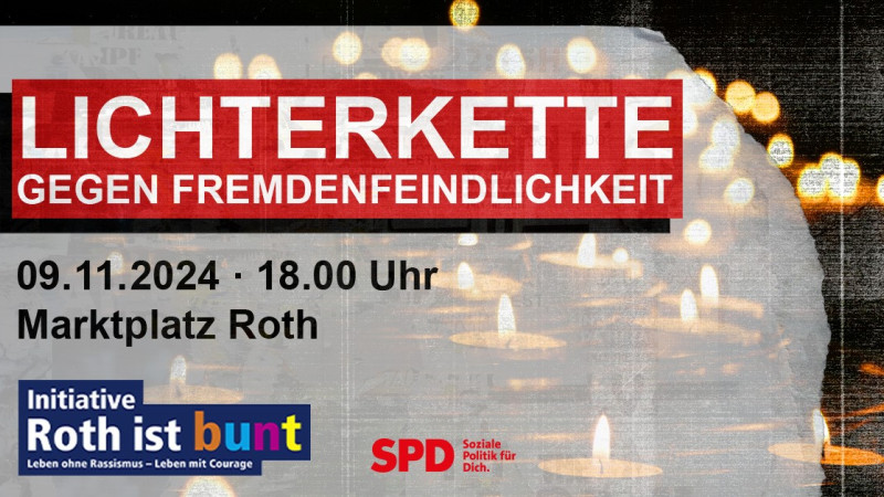 Lichterkette gegen Fremdenfeindlichkeit am 9. November in Roth