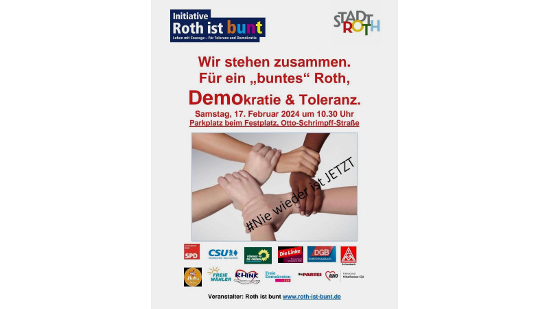 DEMOkratie und Toleranz - Roth, Samstag, 17. 02. 2024, 10:30-11:30 Uhr