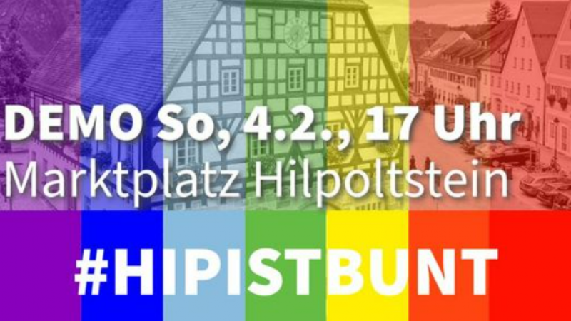 HIP: voll bunt gegen rechts, Demo So, 4.2.24, 17 Uhr, Marktplatz Hilpoltstein